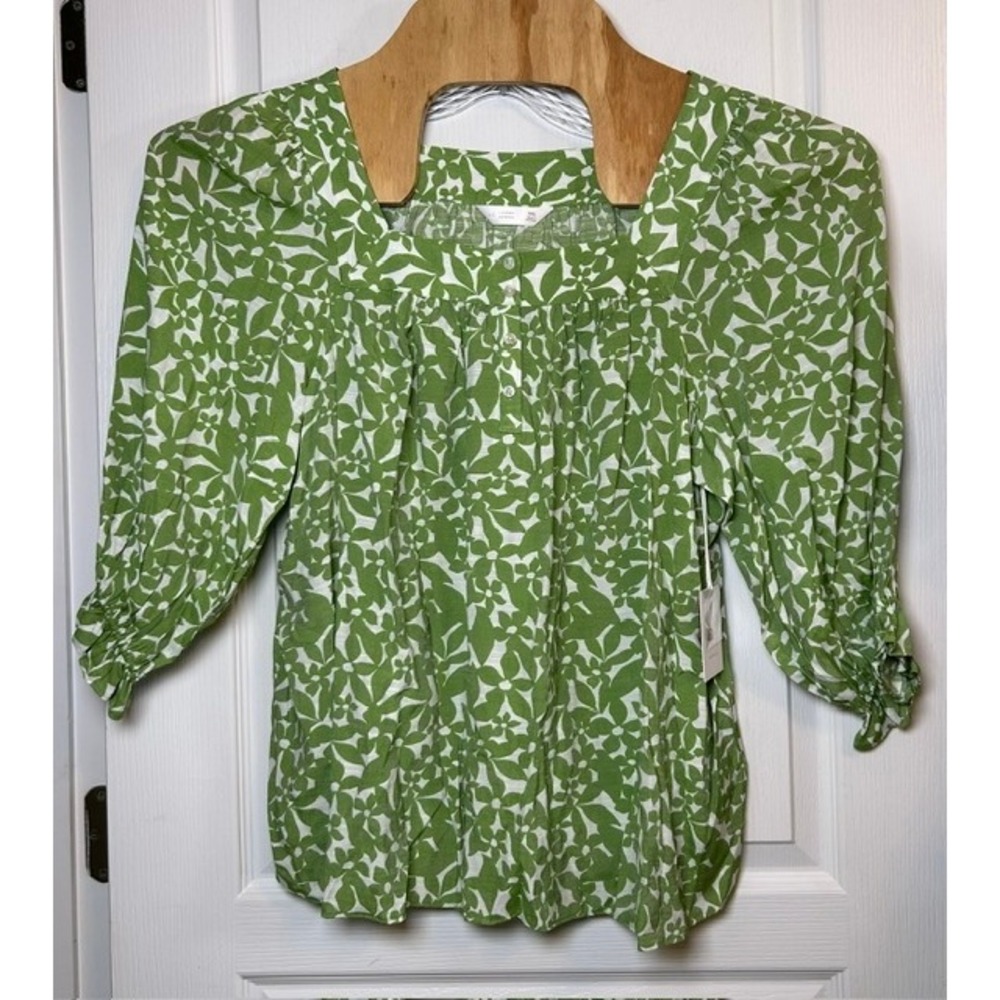 NWT LC Lauren Conrad Green Floral Flower Print 3/4 Sleeve Blouse XXL Boho